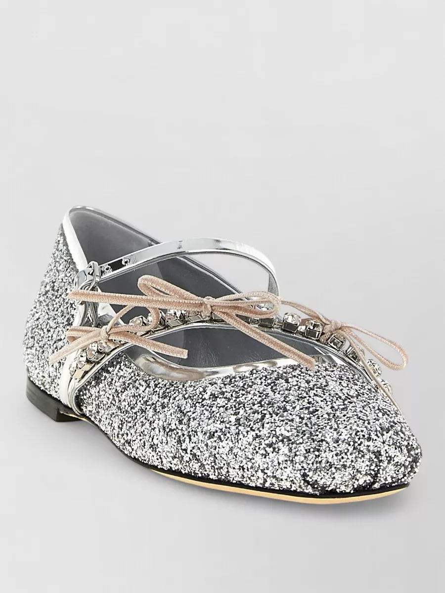 Jimmy Choo Glitter Fabric Ballet Flats