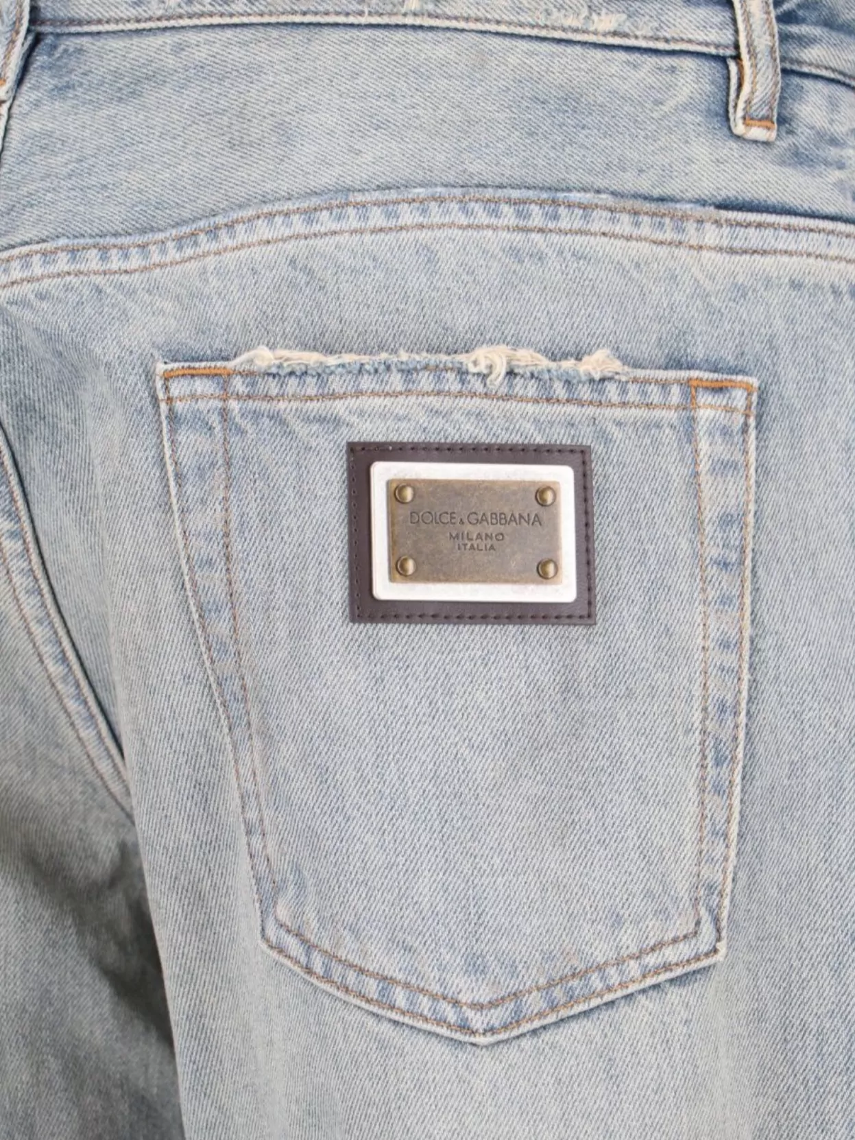 Dolce&Gabbana Straight Leg Trousers With Distressed Patch Pocket