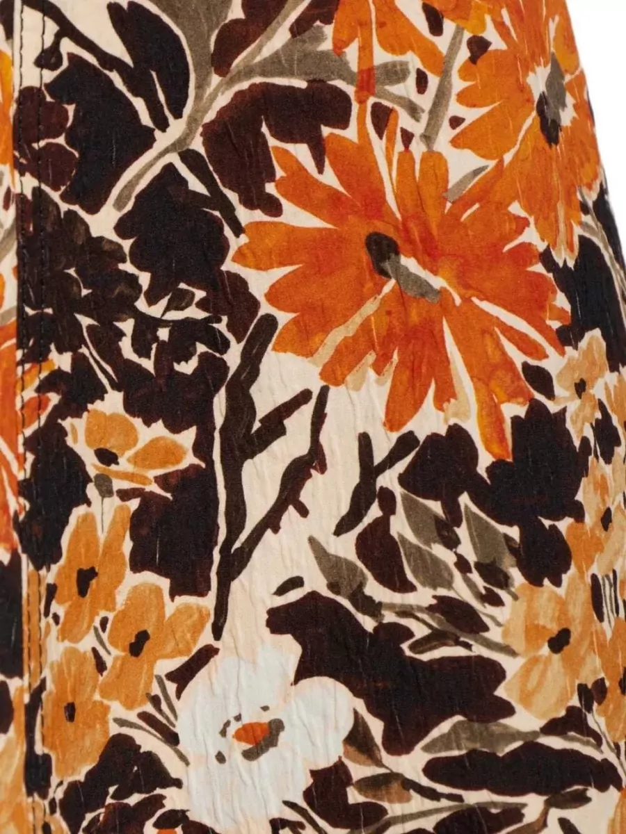 Marni Floral-print textured midi a-line skirt