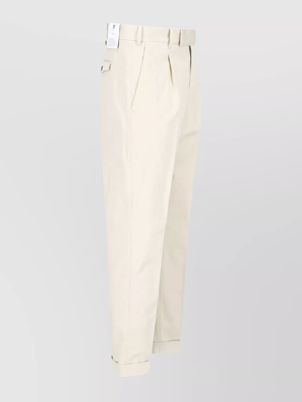 Pt Torino Straight Trousers With Belt Loops And Cuffed Hem