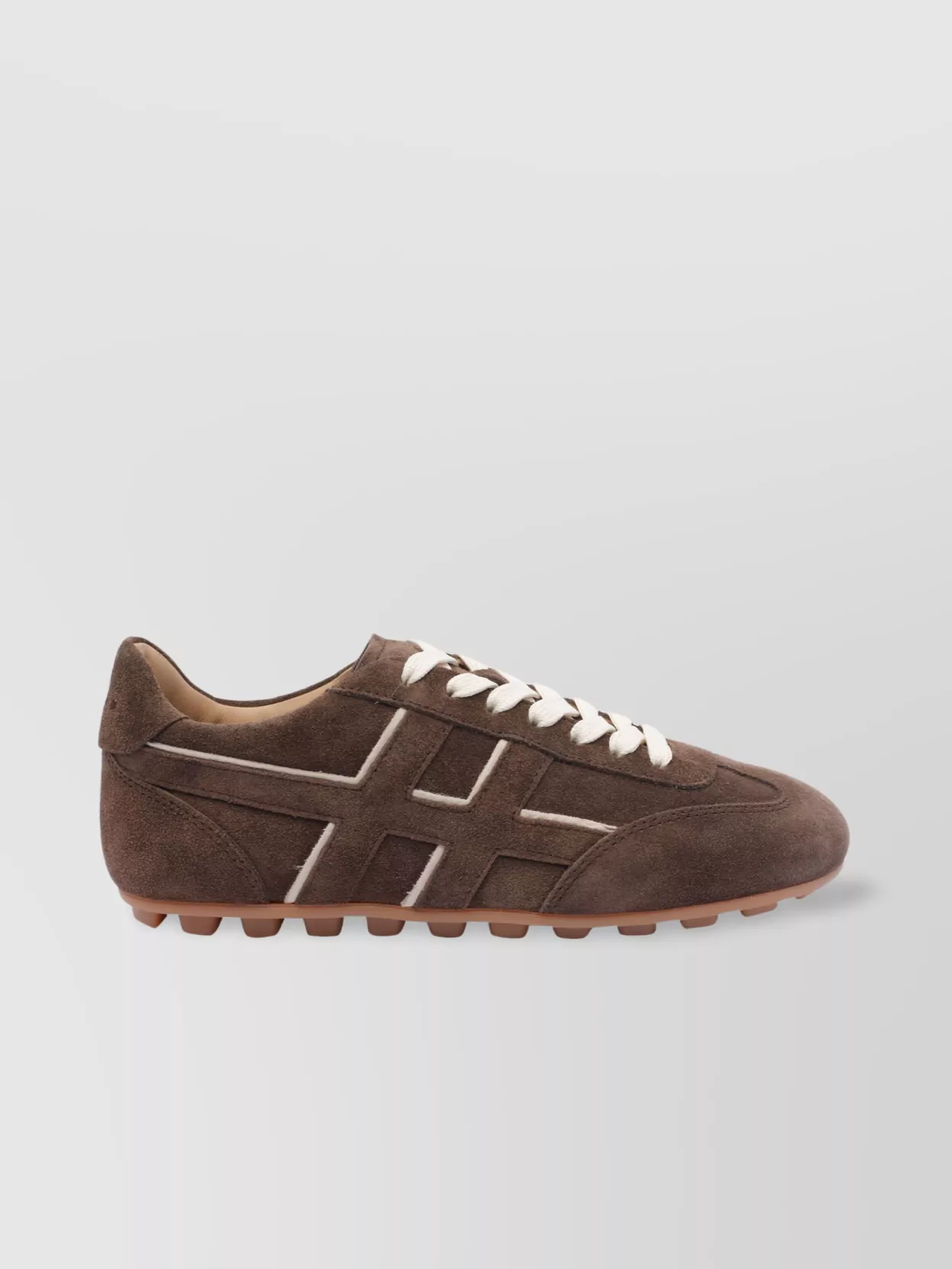 Hogan Low Top Suede Sneakers With Contrast Stitching