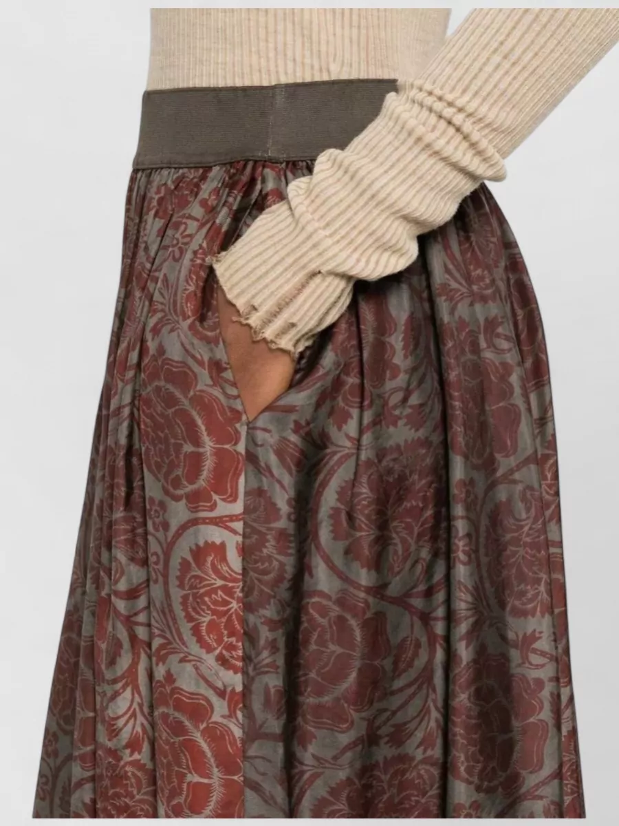 Uma Wang Ankle Length Floral Print Pocket Skirt