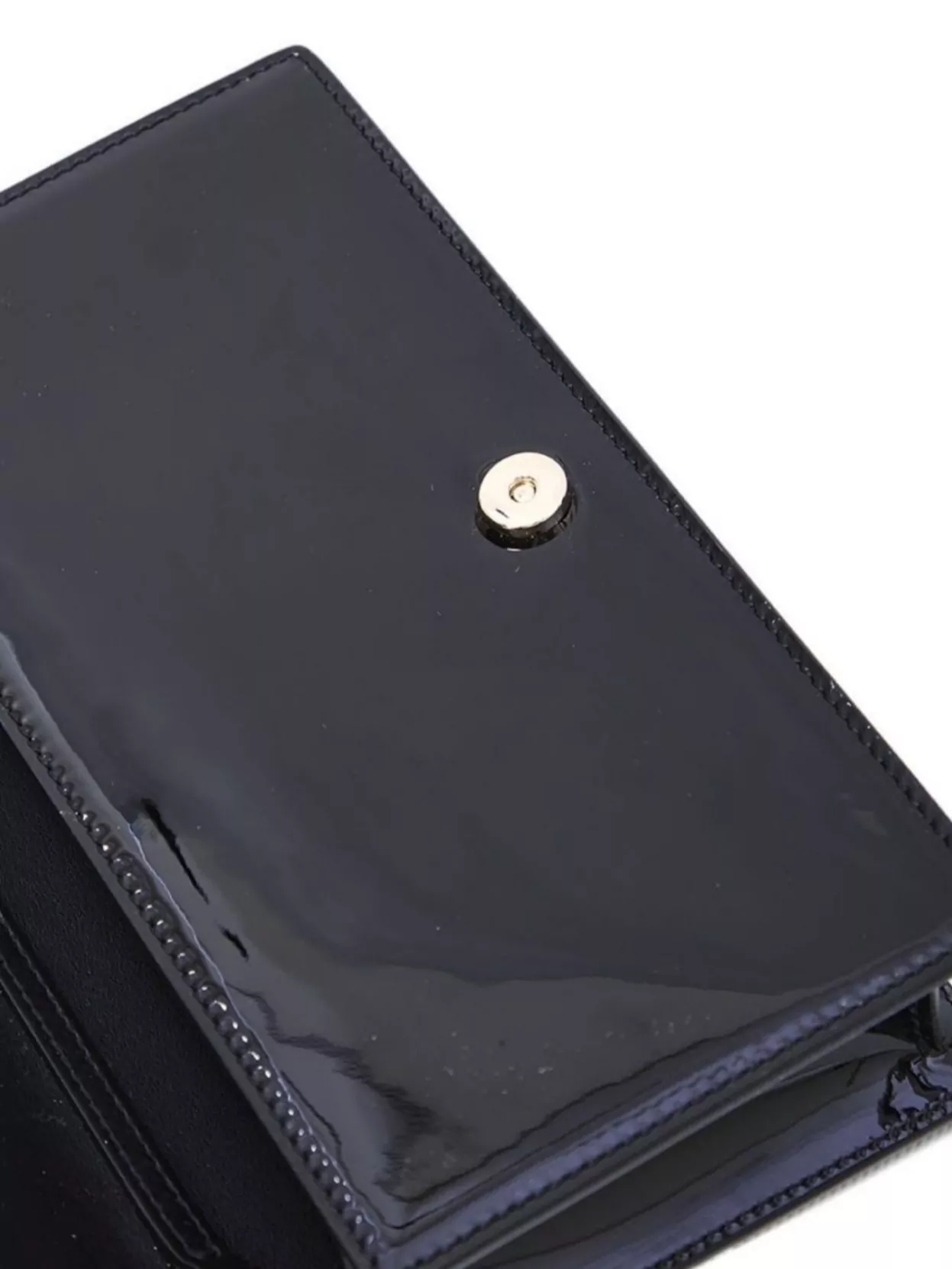 Christian Louboutin Rectangular Patent Clutch Featuring Chain Strap In Black