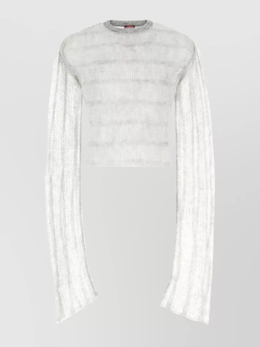 Shop Vitelli Oversized Sweater With Wide Sleeves And Cropped Cut In White