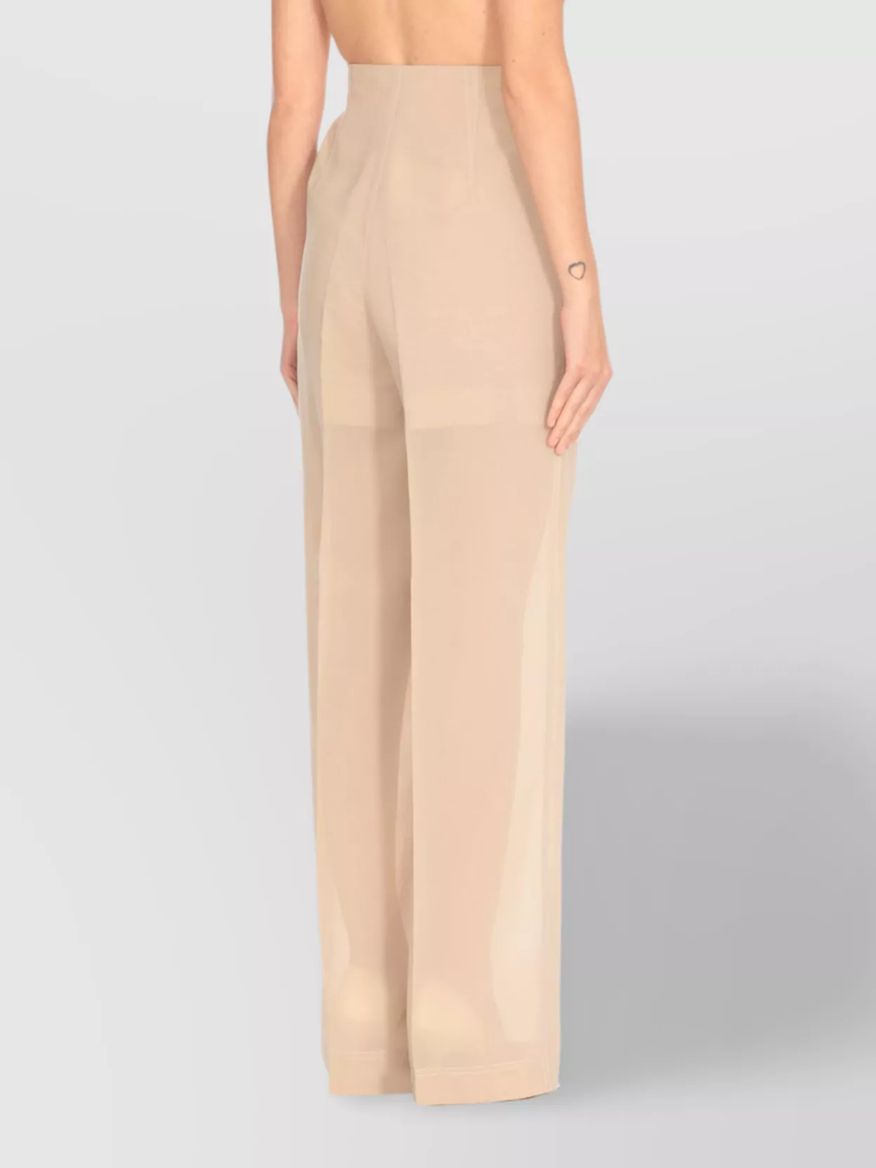 Philosophy Cotton Blend High Waist Trousers With Seam Detailing