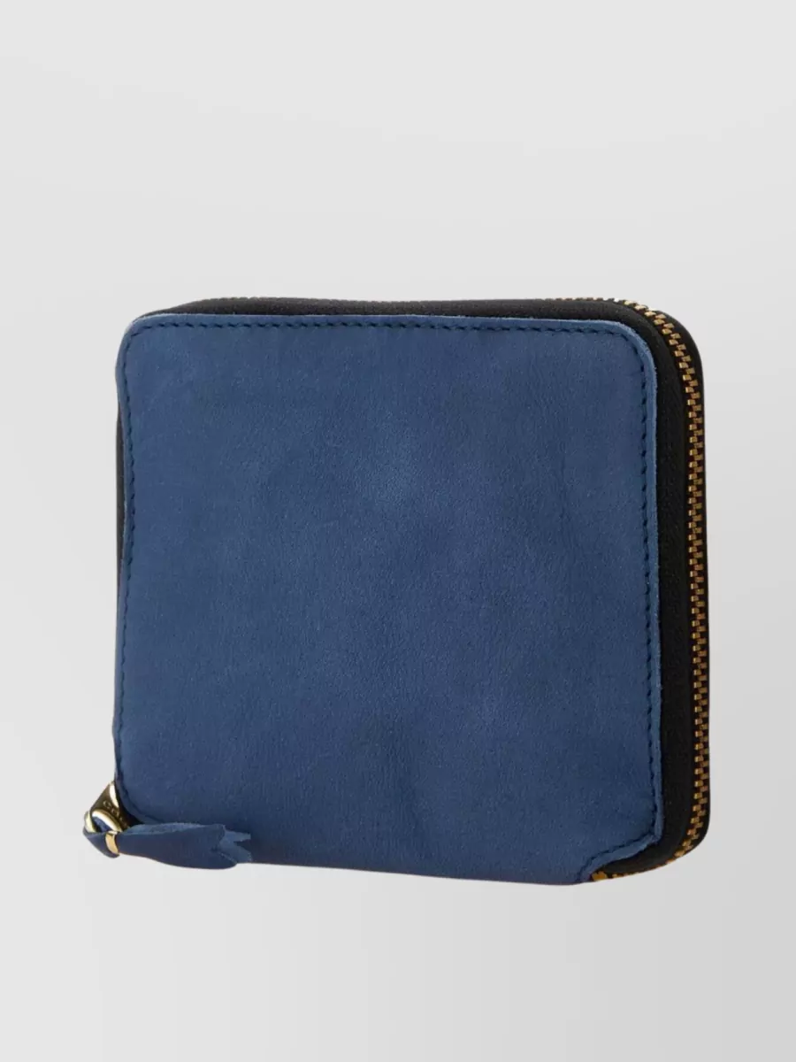 Shop Comme Des Garçons Textured Finish Leather Wallet In Blue