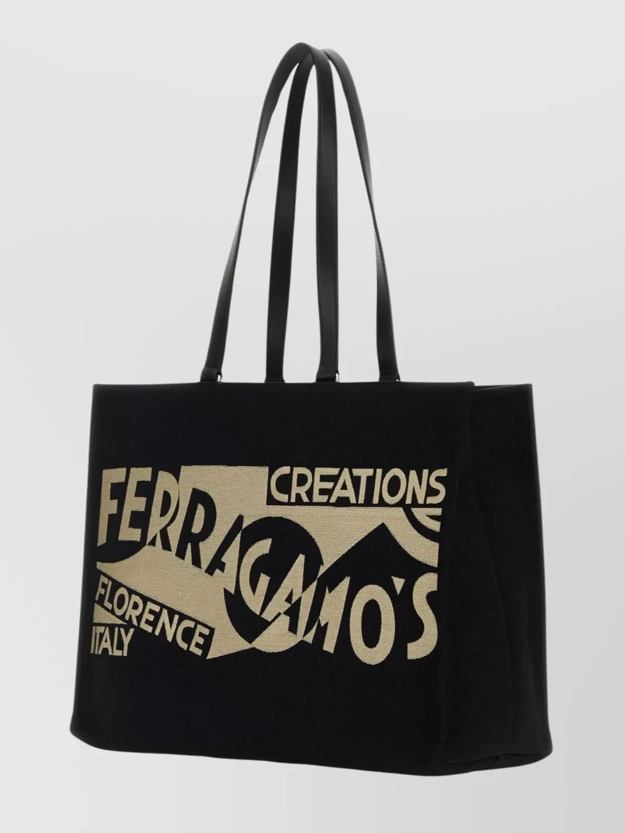 Ferragamo Large Canvas Tt Sign Shopping Bag