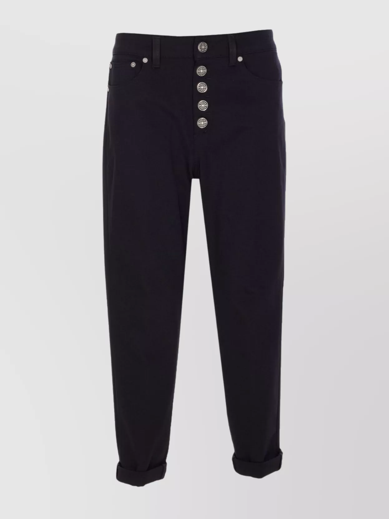 Dondup Cuffed Trousers With Button Detailing And Pockets In Black