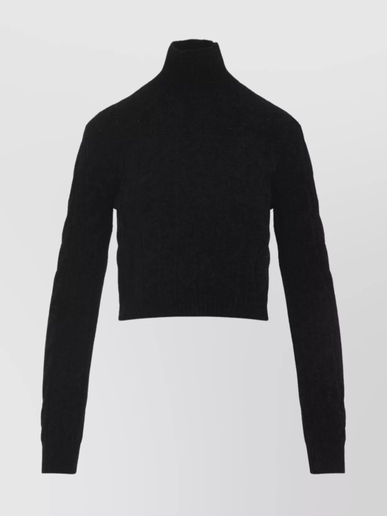 Ralph Lauren Cropped Turtleneck Long Sleeve Knit Sweater In Black