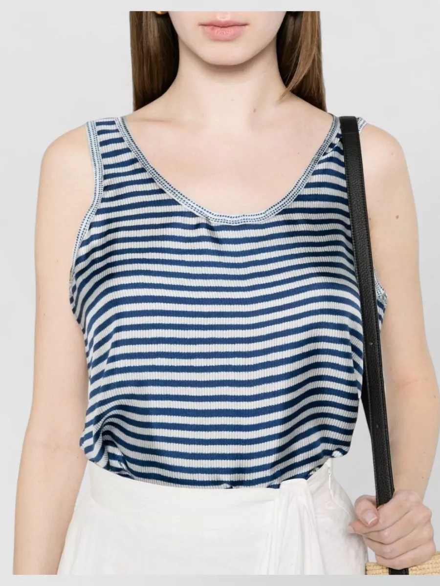 Pierre Louise Mascia Silk Striped Scoop Neck Sleeveless Top
