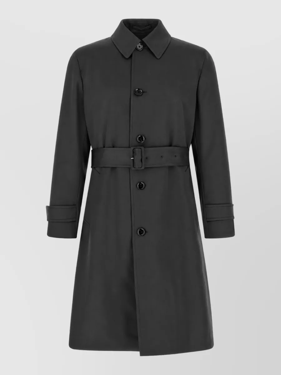 Lardini virgin wool belted single-breasted trench coat