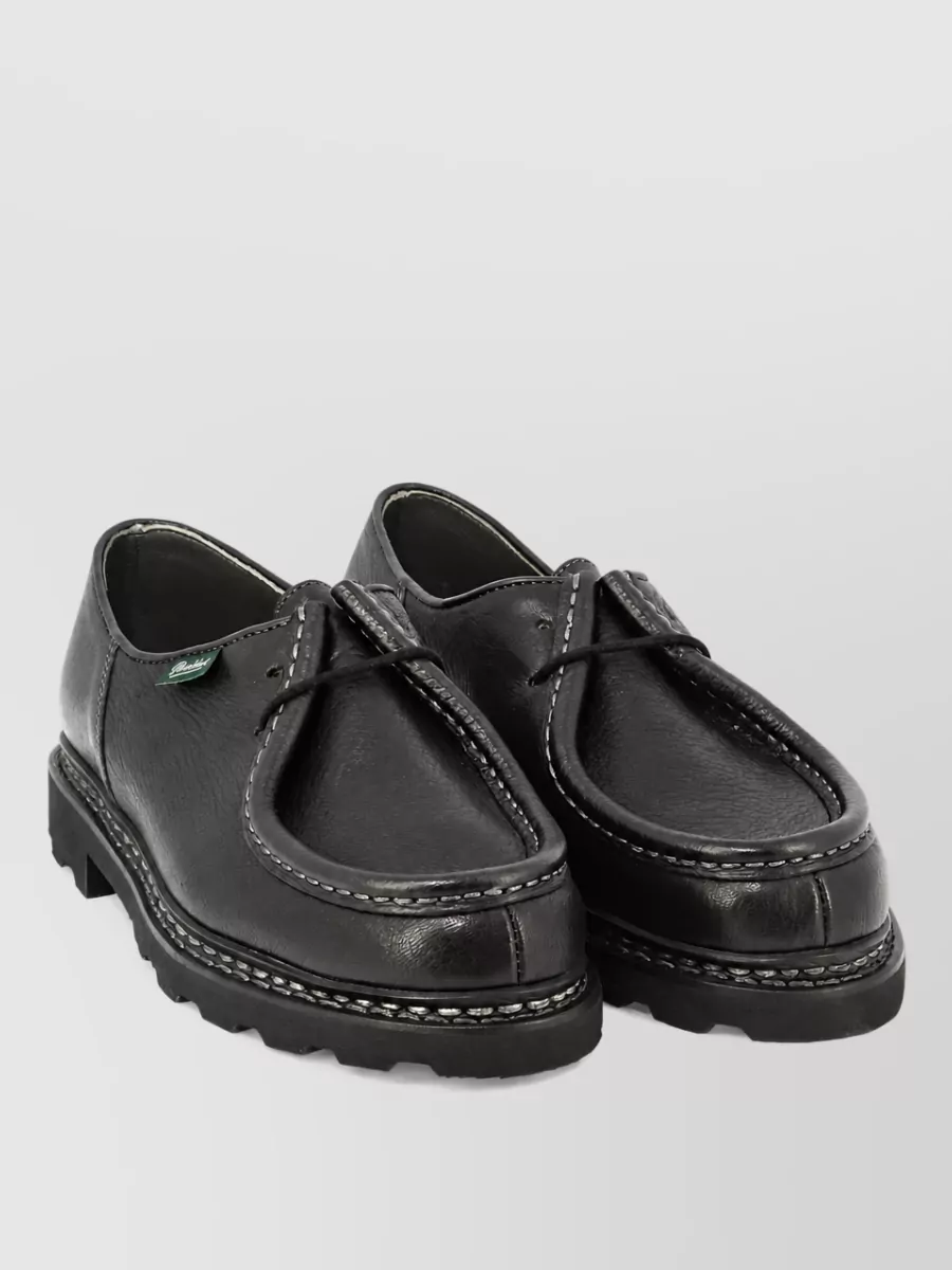 Paraboot leather moc stitching derby shoes