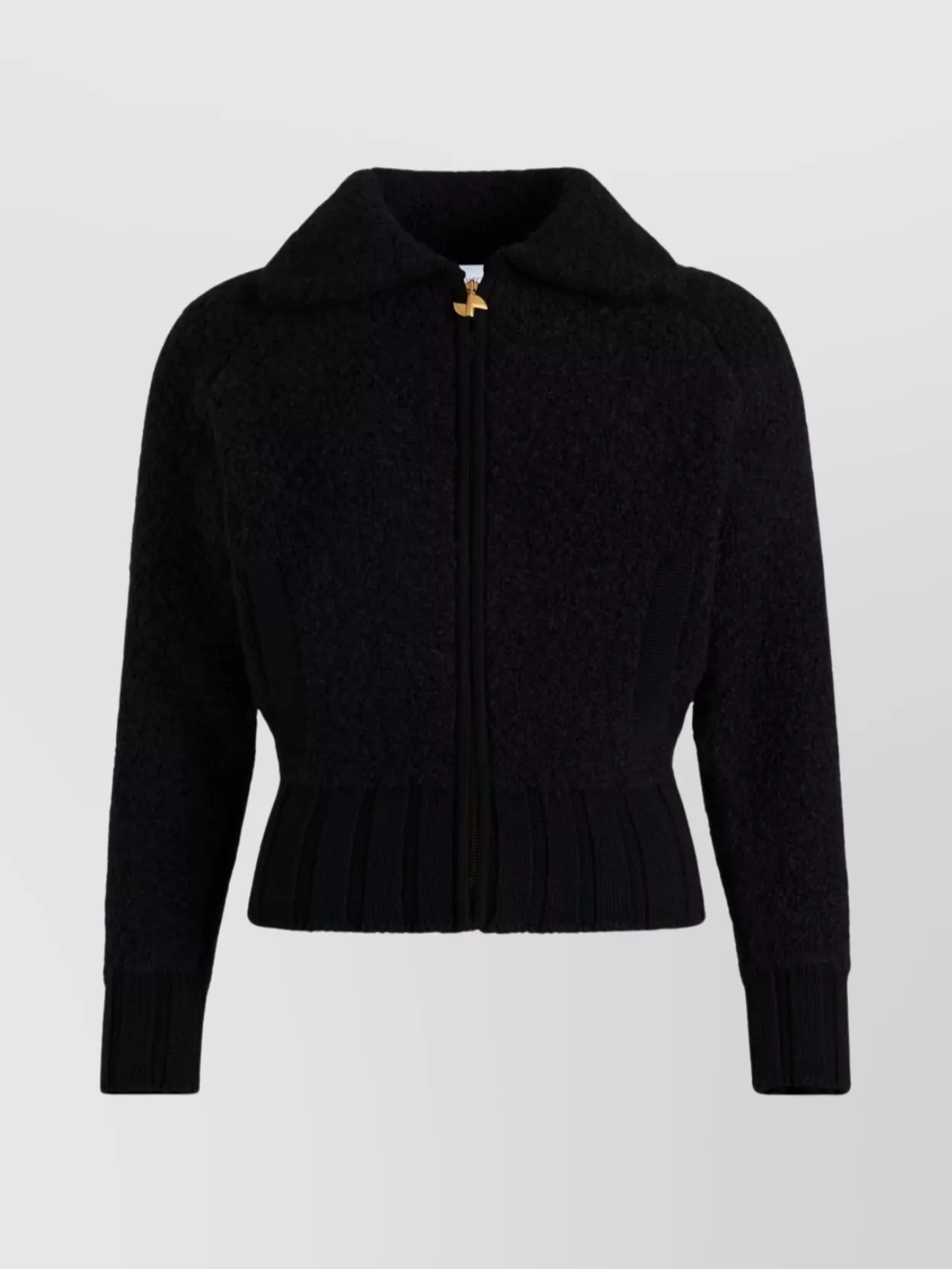 Patou Textured Fabric Jacket High Collar In Black