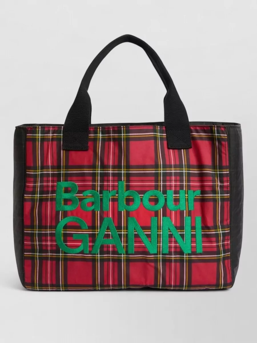 Barbour waxed cotton checked tote bag