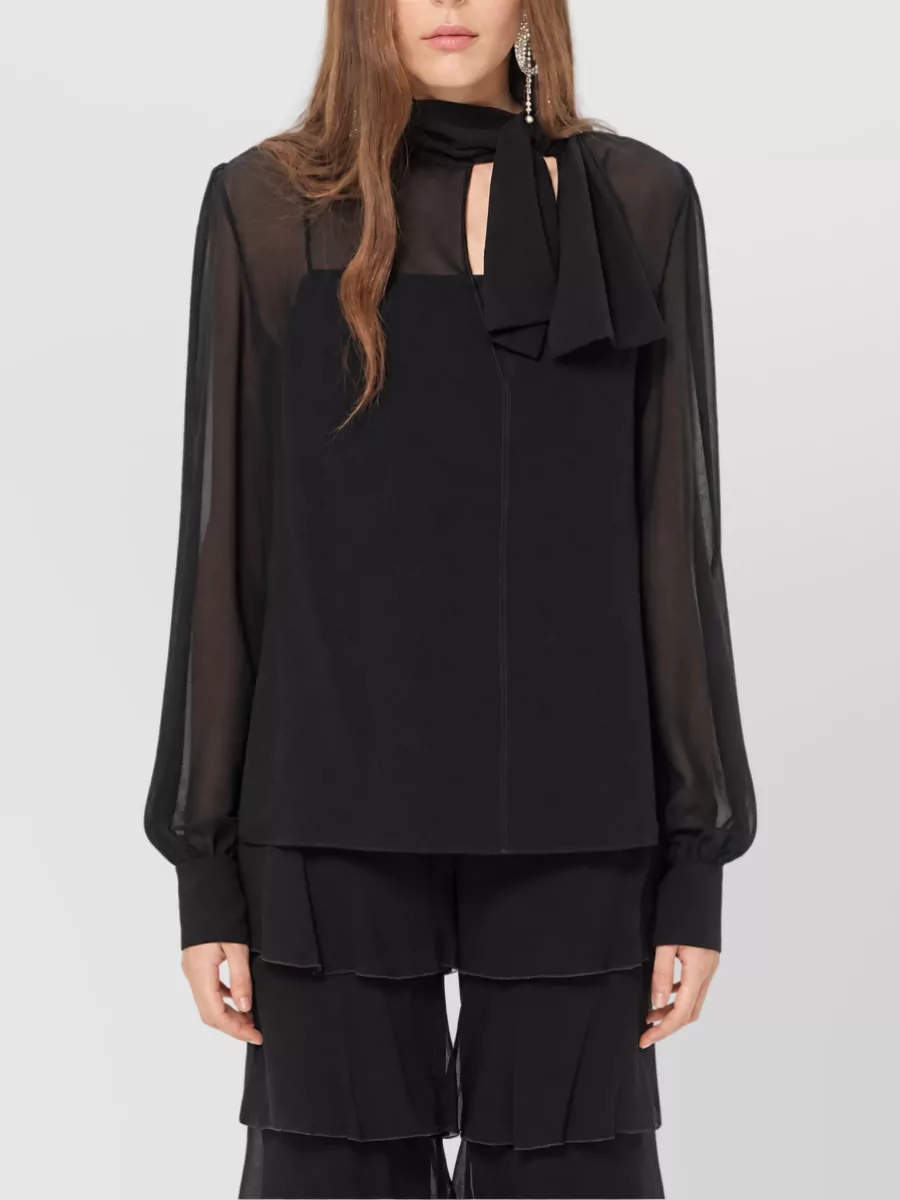 Valentino Silk Scarf-Neck Blouse