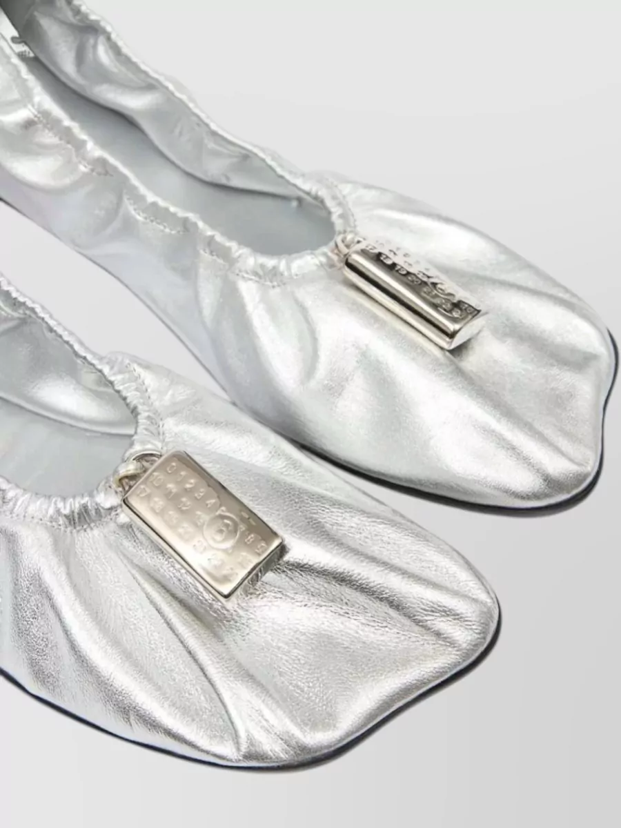Mm6 Maison Margiela Leather Gathered Ballerina Flats