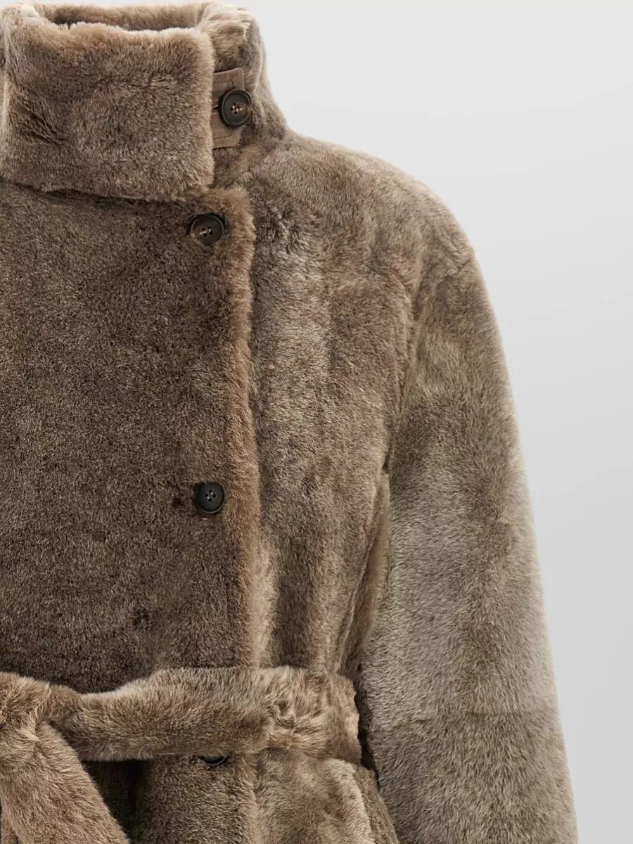 Brunello Cucinelli Shearling Belted Coat