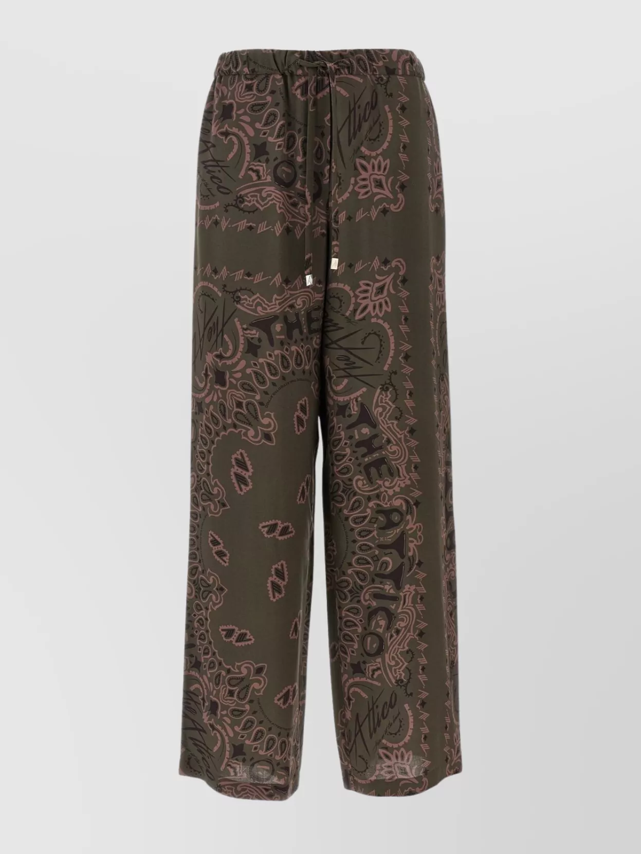 Attico Bandana Print Elastic Waist Relaxed Trousers In Brown