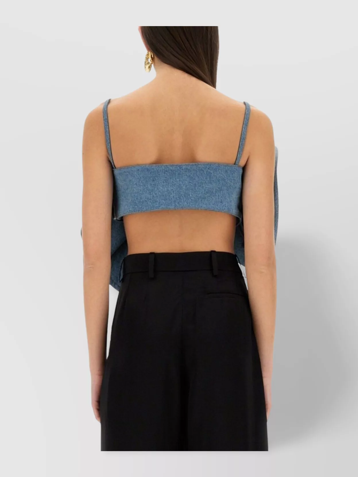 Nina Ricci Asymmetric Bow Detail Cropped Denim Top