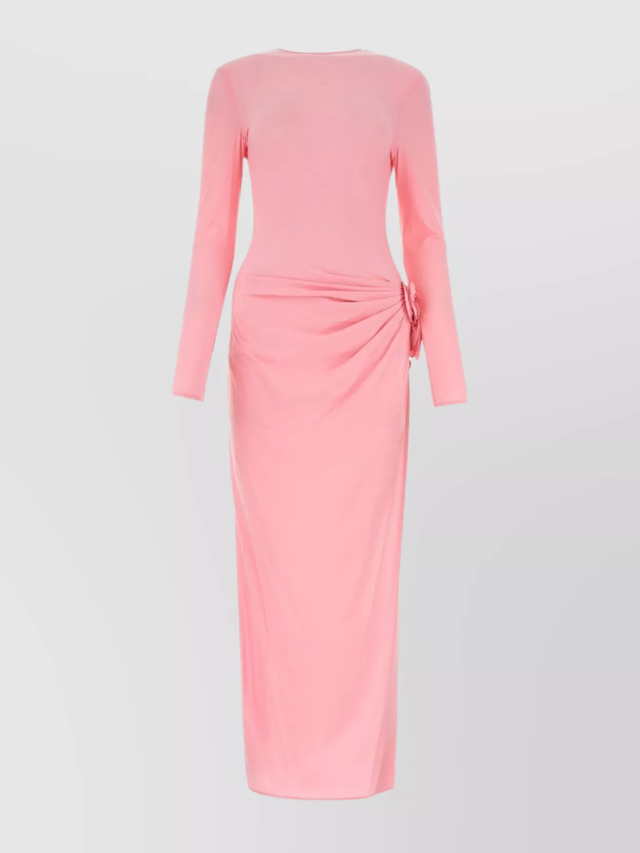 Magda Butrym Jersey Dress With Fabric Flowers And Slit In Pink