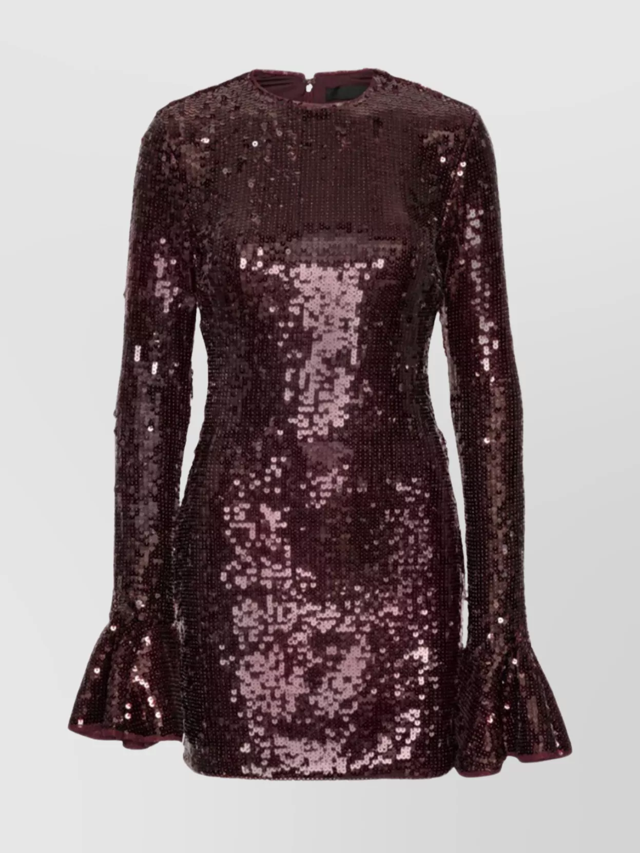 Rotate Birger Christensen Sequin Embellished Dress Flared Cuffs Long Sleeves In Brown
