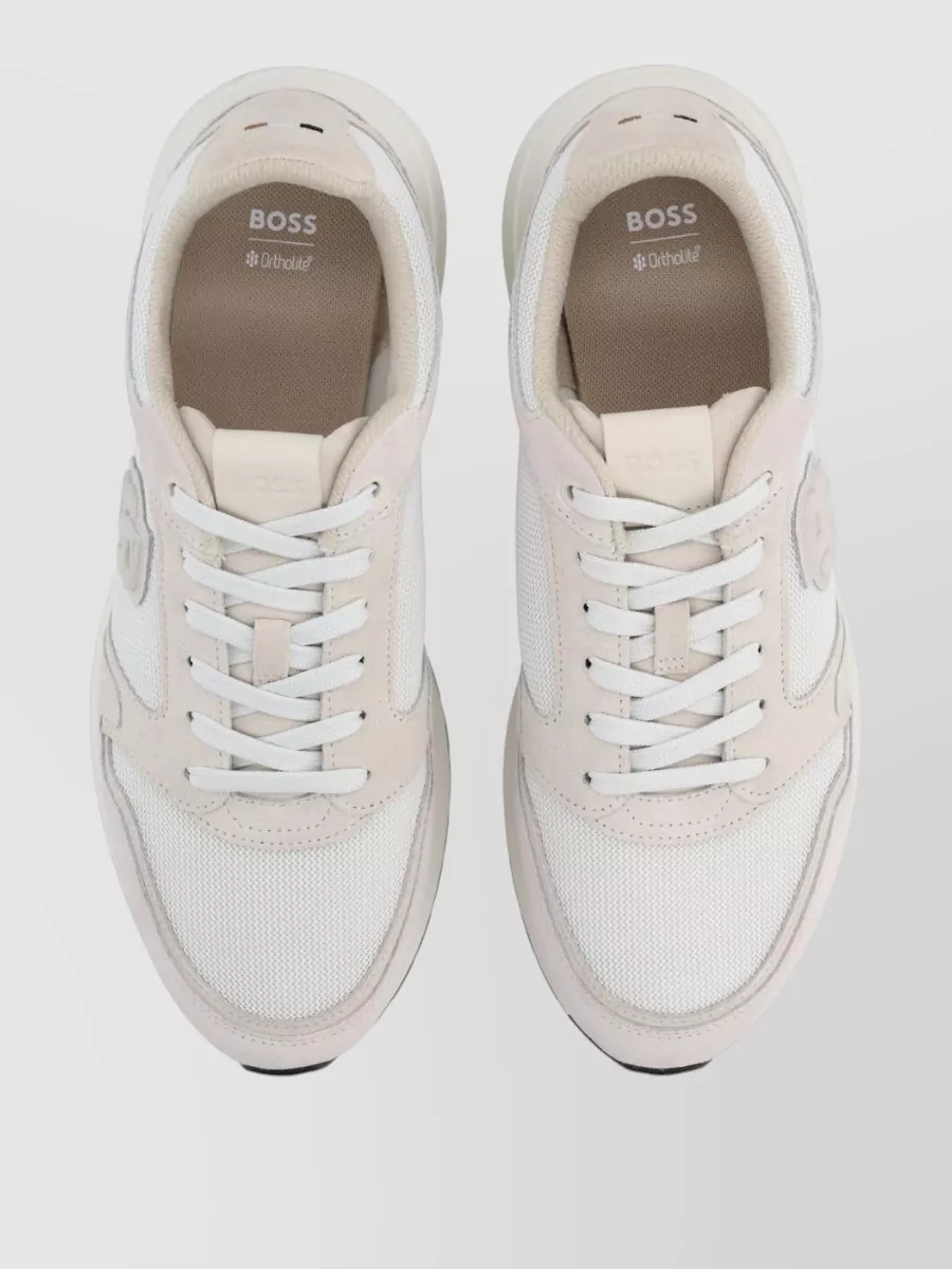 Boss Monogram Sneaker Mesh Panels Round Toe