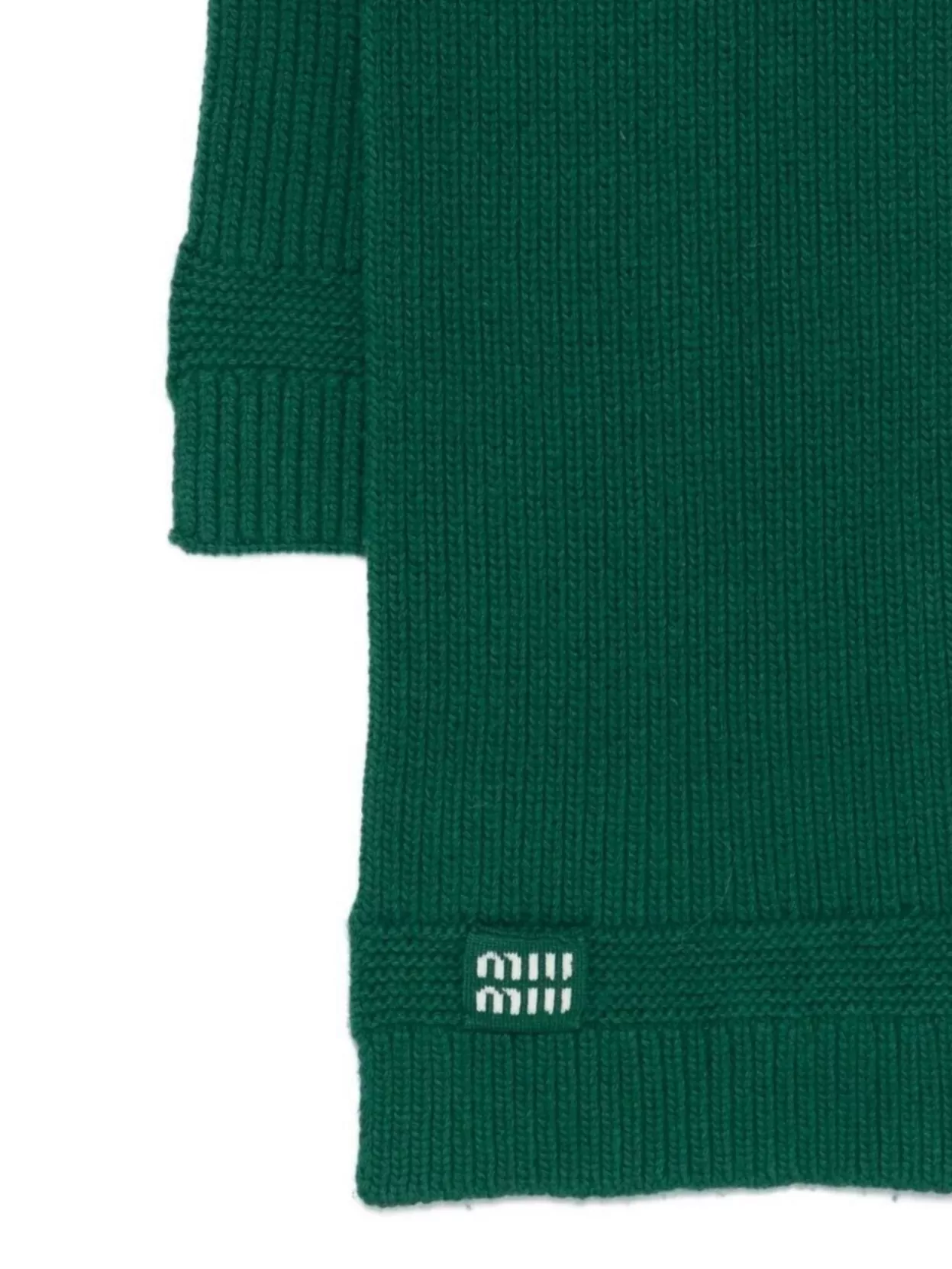 Miu Miu Ribbed Scarf Made From Virgin Wool Blend In Green
