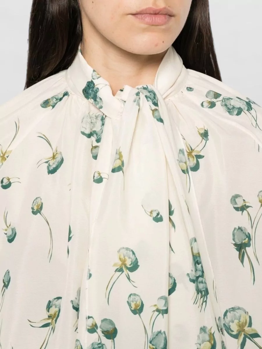 F.r.s For Restless Sleepers Silk-Blend Floral-Print Blouse