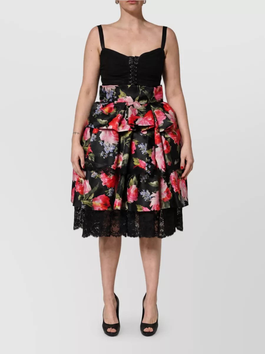 Dolce&Gabbana Floral-print fitted skirt