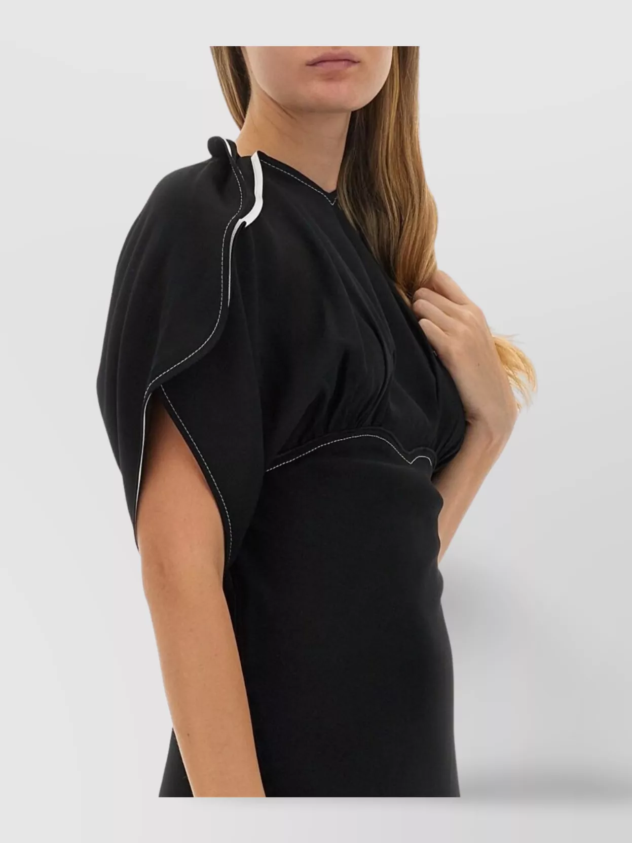 Victoria Beckham Knee-Length Dress With Puff Sleeves And Contrasting Piping