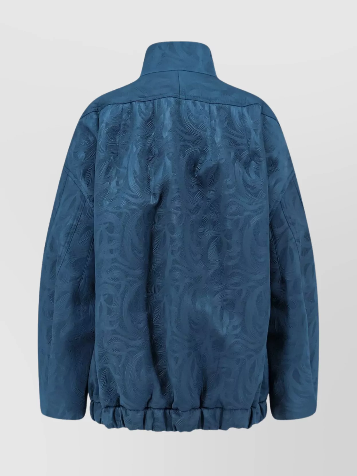 Dries Van Noten Neoprene Jacket Featuring Damask Texture In Blue