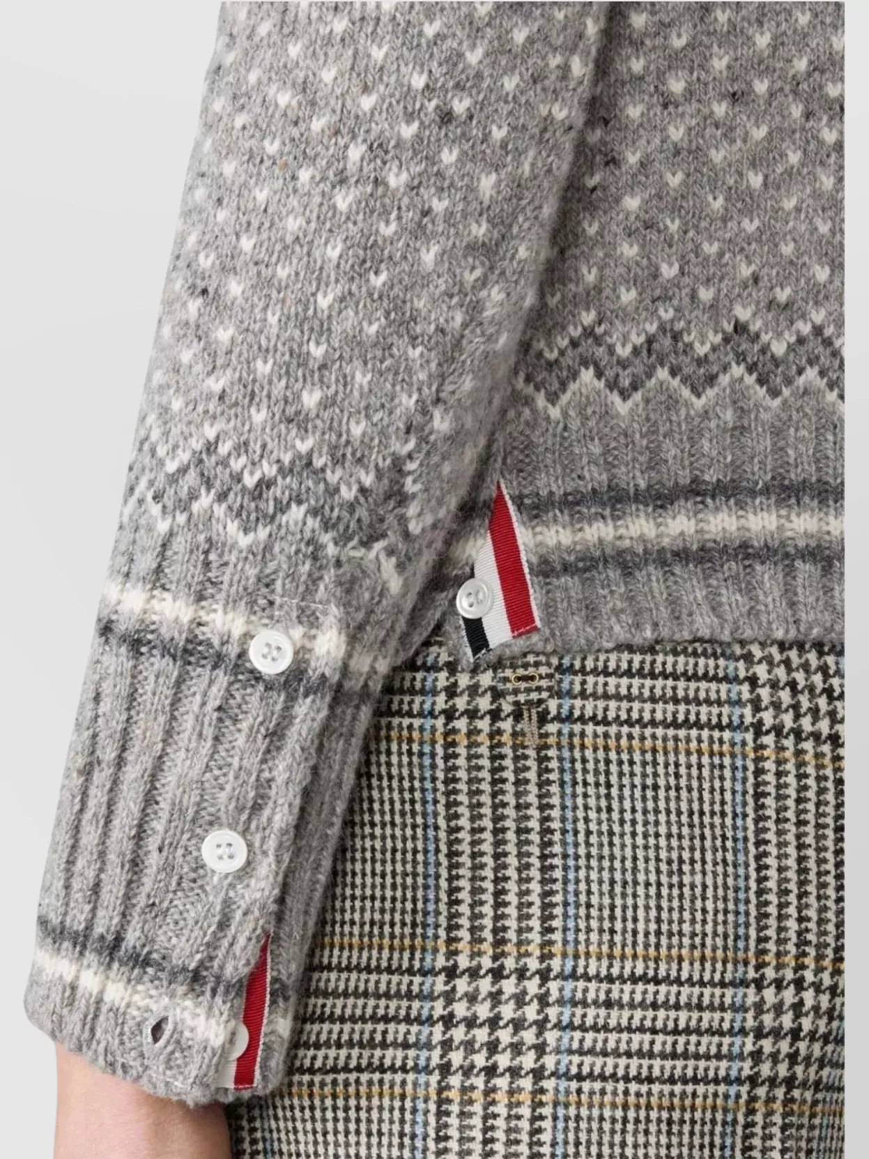 Thom Browne Cropped Crew Neck Cardigan With Fairisle Pattern