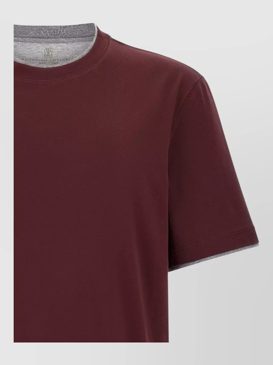 Brunello Cucinelli Cotton Double Layer Short Sleeve T-Shirt