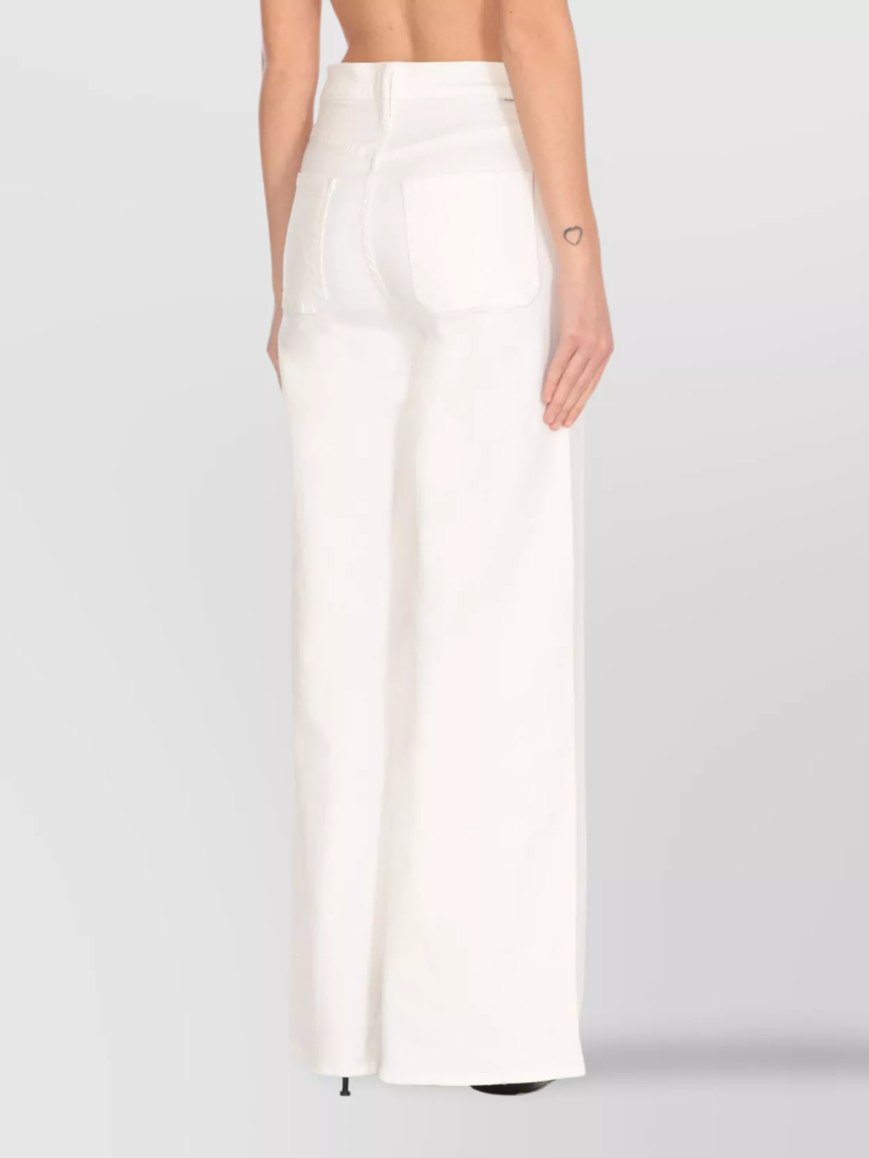 Mother Straight Wide-leg Cotton Trousers In White