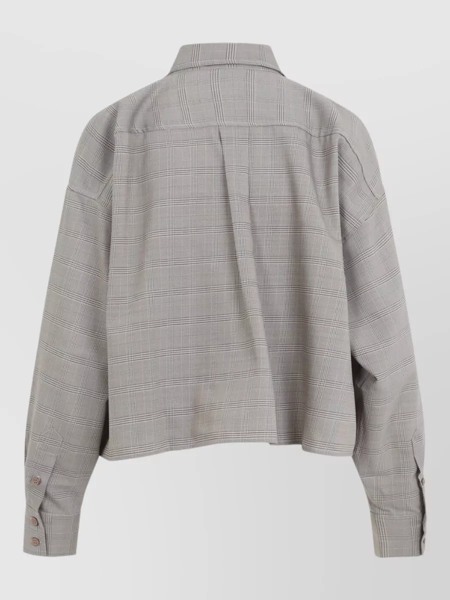 The Frankie Shop Cropped Plaid Boxy Shirt Jacket