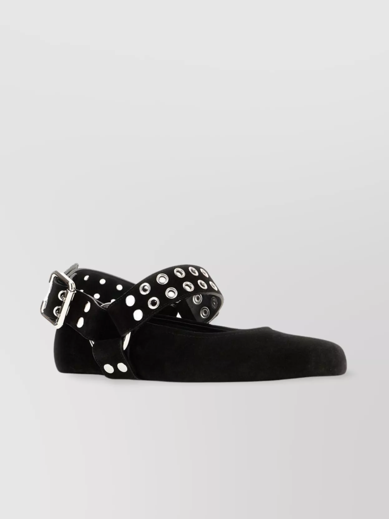 Alaïa Suede Ballerinas With Buckle Detail And Studded Strap