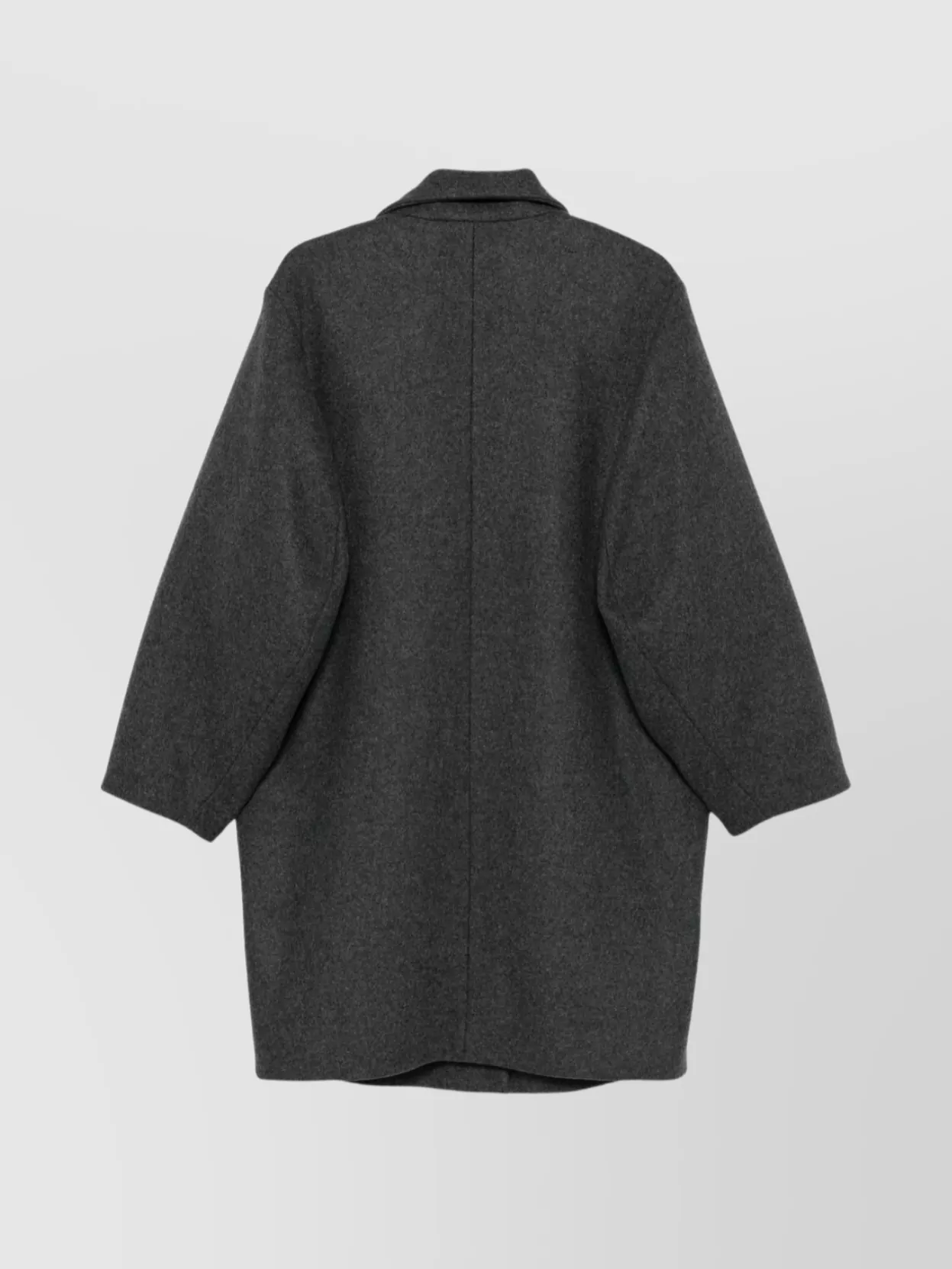 Emporio Armani Long Wool Blend Coat With High Collar In Gray