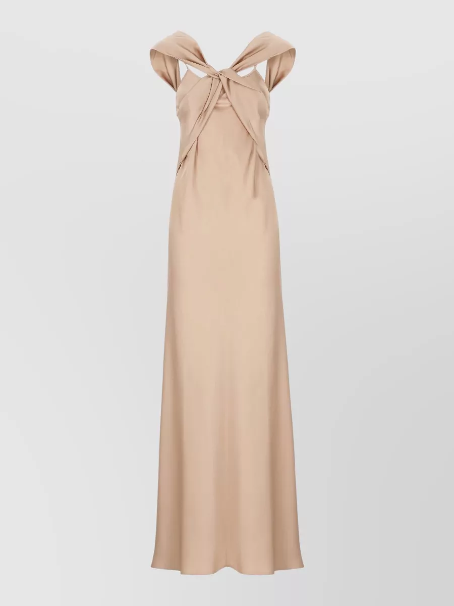 D.exterior Satin V-Neck Sleeveless Knee-Length Gown