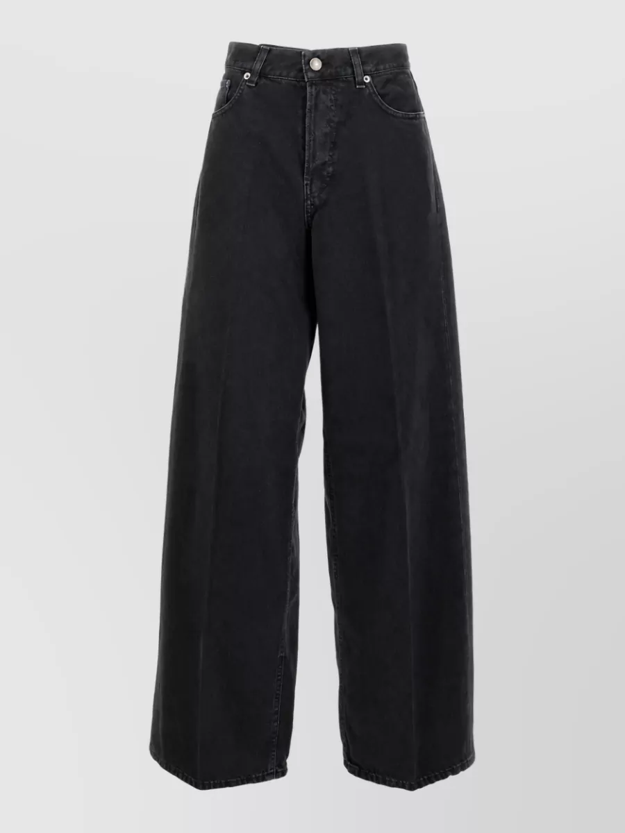 Haikure Wide-leg denim jeans — The washed-black high-waist wide-leg balances the relaxed shacket volume, stays in the same Haikure, minimalist-streetwear family, and creates a long, modern line in charcoal-black tones.