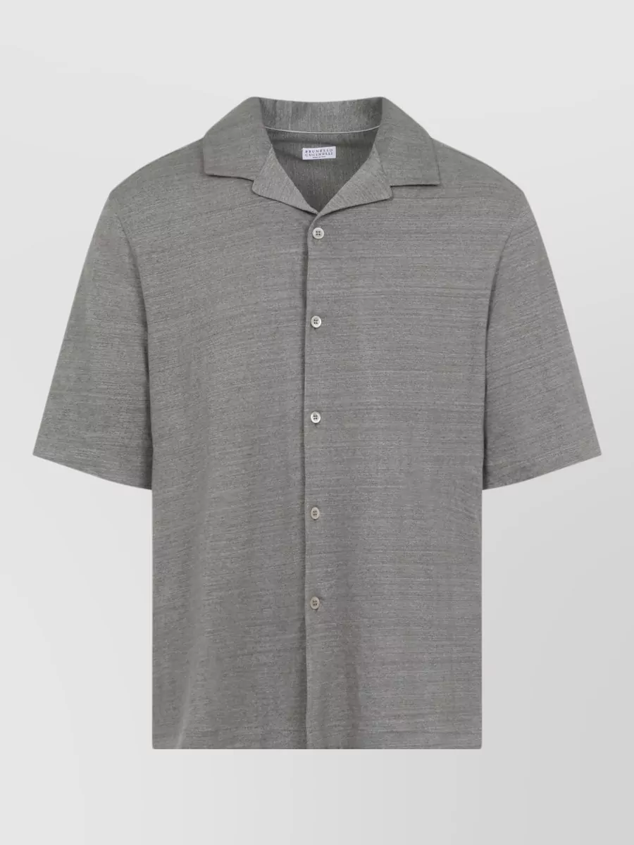 Brunello Cucinelli Short Sleeve Shirt Lightweight Spread Collar