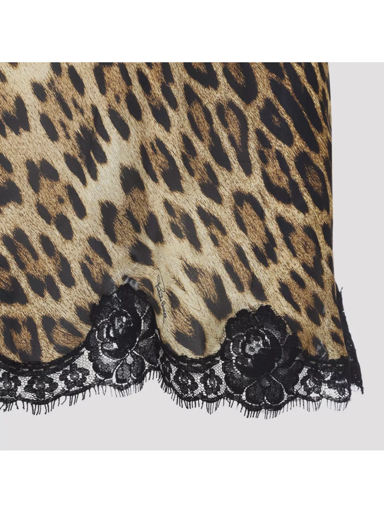 Roberto Cavalli Leopard Print Dress Lace Trim Spaghetti Straps