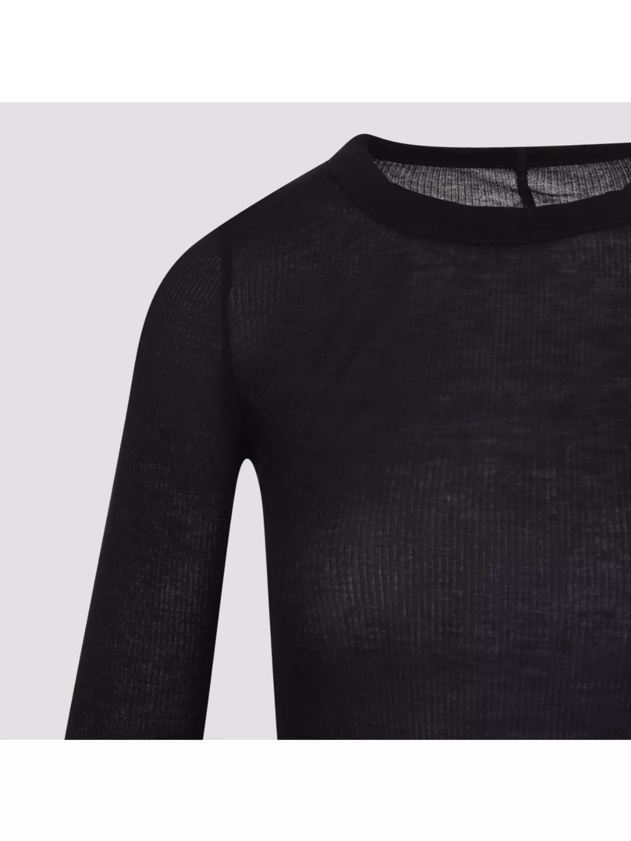 Rick Owens Ribbed Long-sleeve Top With Signature Back Stitching In Black