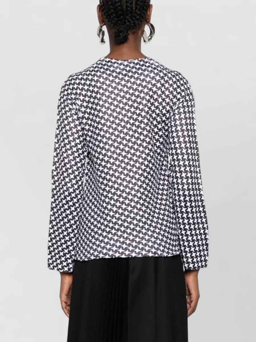 Comme Comme Fine-Ribbed Star-Print Long-Sleeve Blouse