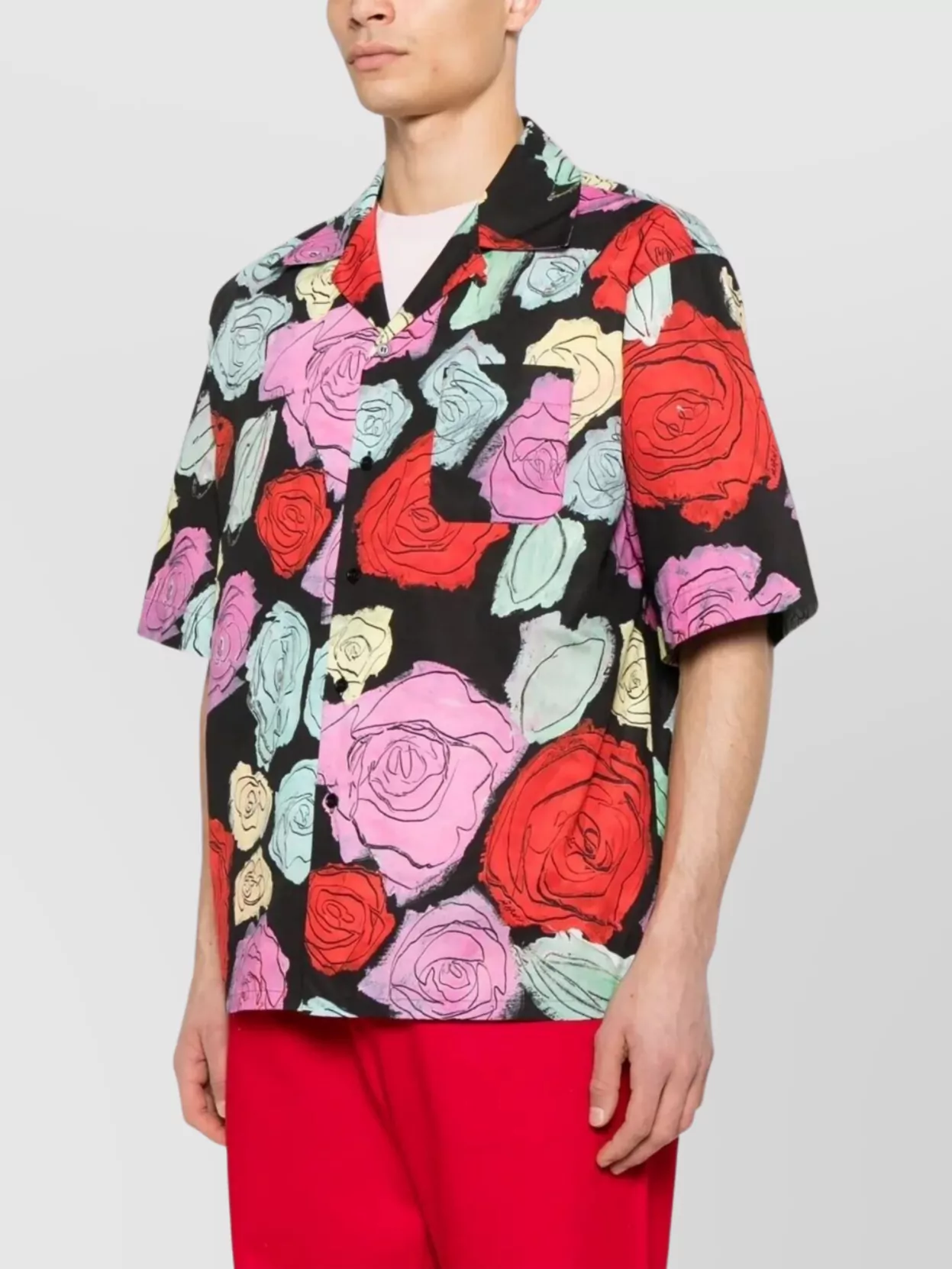 Marni Convertible-collar Floral-print Cotton-poplin Shirt In Multi
