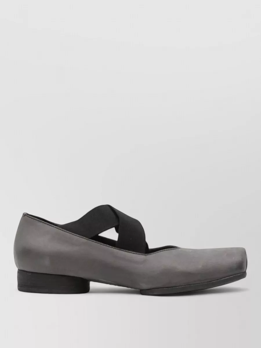 Uma Wang Leather Crisscross Strap Square-Toe Ballerina Shoes