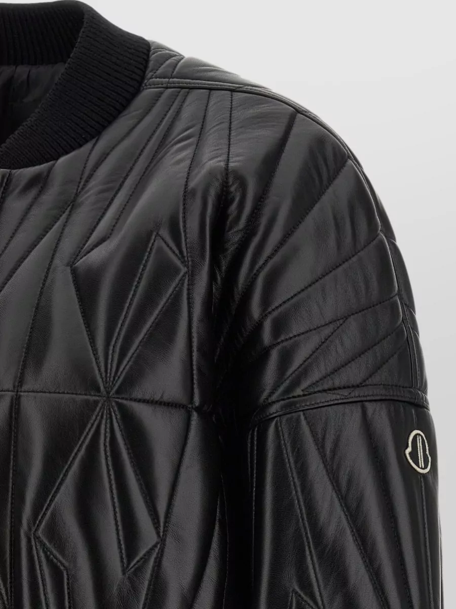 Rick Owens Lamb Leather Cropped Quilted Bomber Jacket
