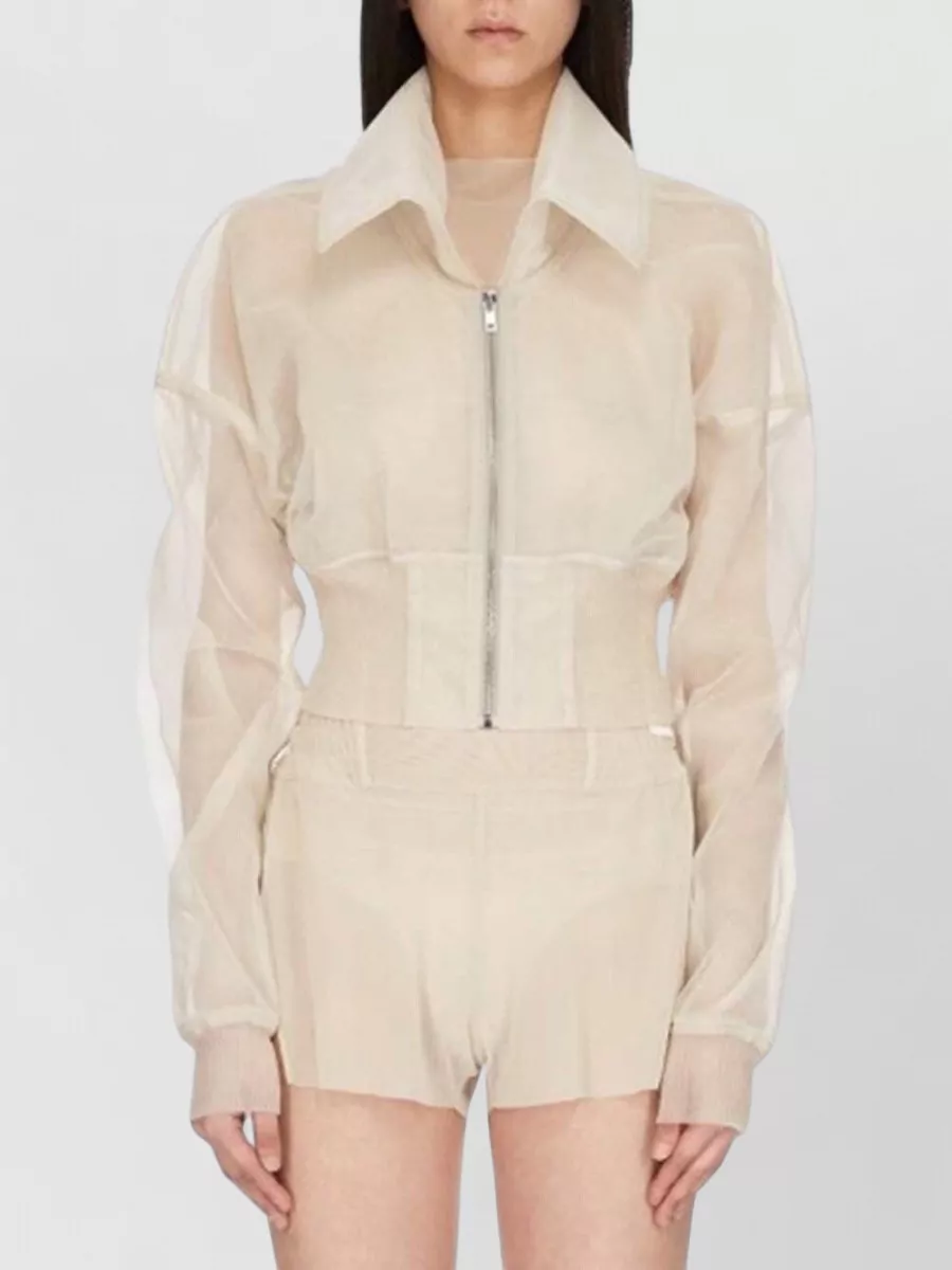 Rick Owens Sheer Cropped Bomber Jacket