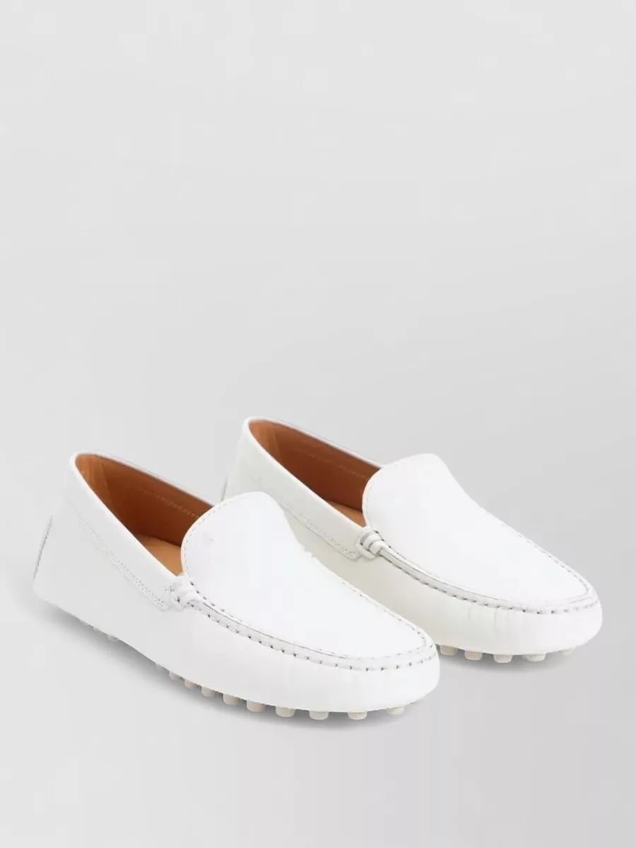 Tod's Gommino 22l Leather Loafers Stitch Detailing In White