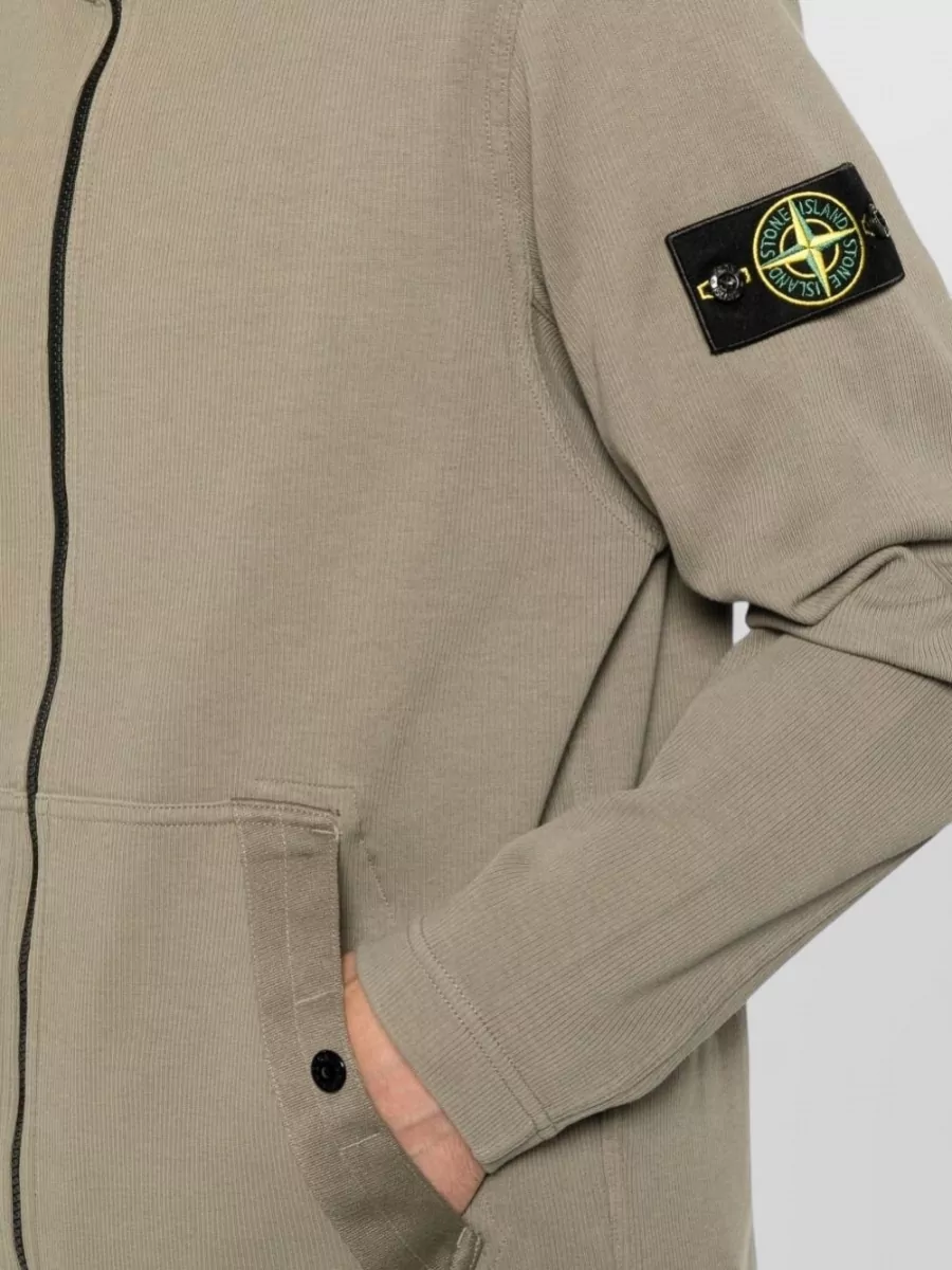 Stone Island Ribbed Zip-Up Hooded Jacket