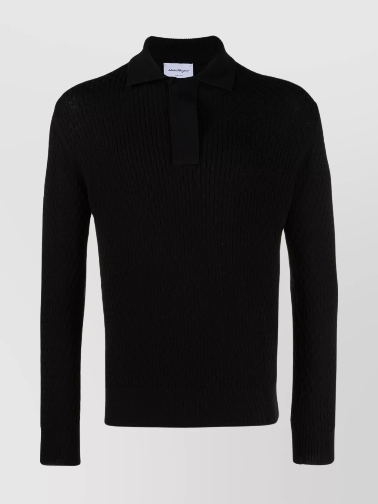Shop Ferragamo Versatile Cable-knit Crewneck Sweater With Ribbed Details In Black